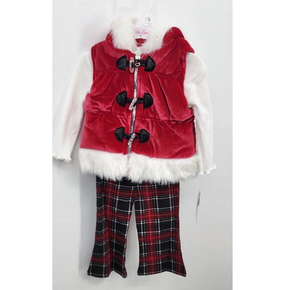 New NWT Little Lass Girls Holiday Set Vest 3- Piece Size‎ 12 Months - Picture 1 of 6